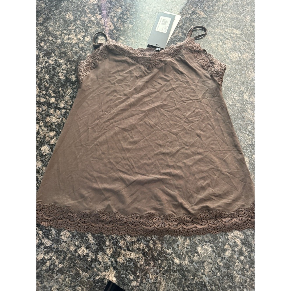 Ruti Touch of Sex Appeal Brown Cami Lace Med 8  NWT Stretchy Tank Top Womens